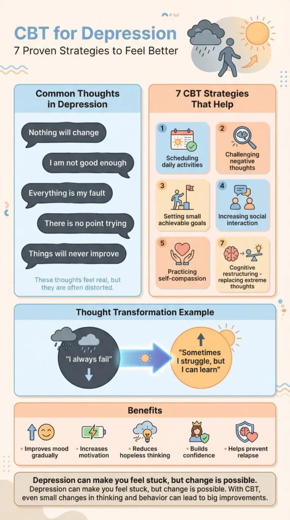 CBT for Depression CBT for Depression: 7 Proven Cognitive Behavioural Therapy Strategies to Feel Better Fast