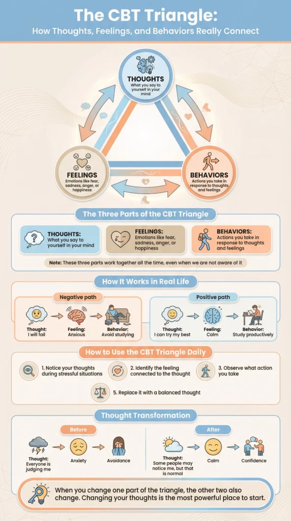 How Thoughts, Feelings, and Behaviours Are Connected in Cognitive Behavioural Therapy